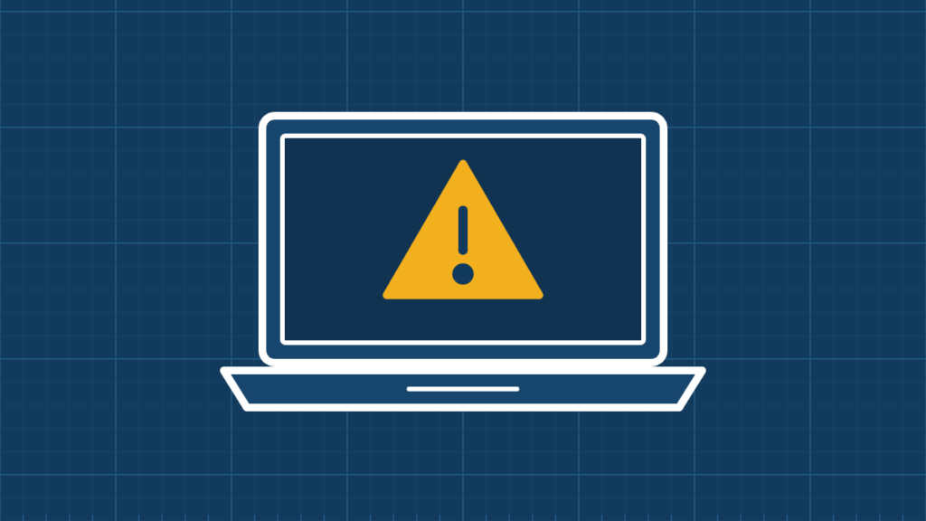 Illustration of a laptop with a remote-control warning