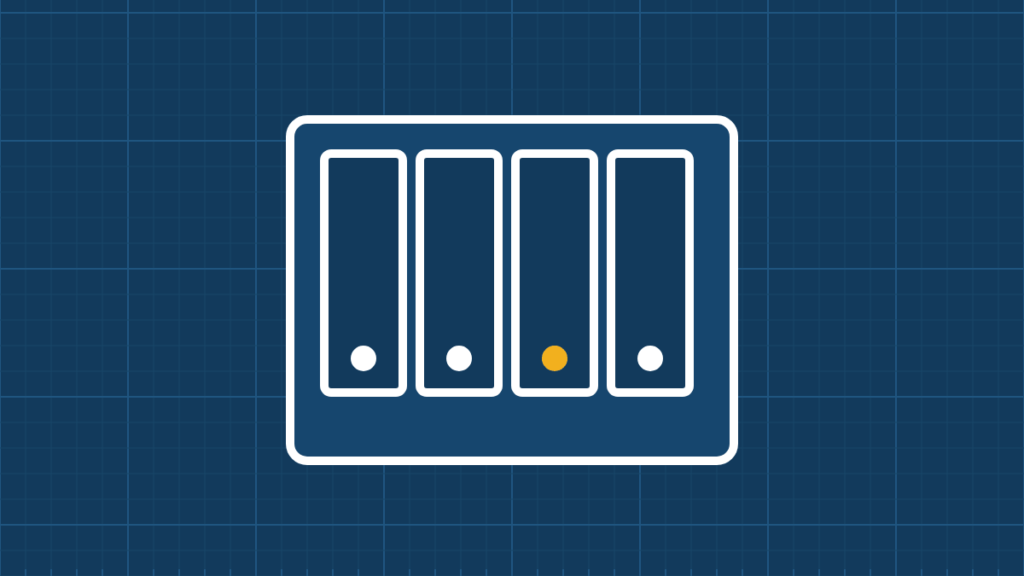 Illustration of a NAS unit with four drive bays