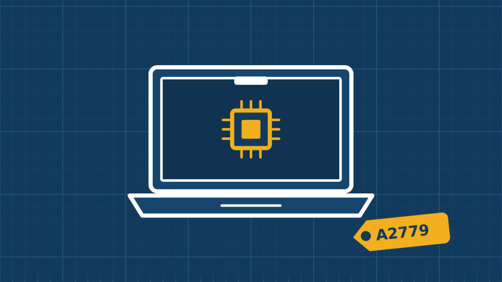 Illustration of a MacBook Pro 14″ being repaired