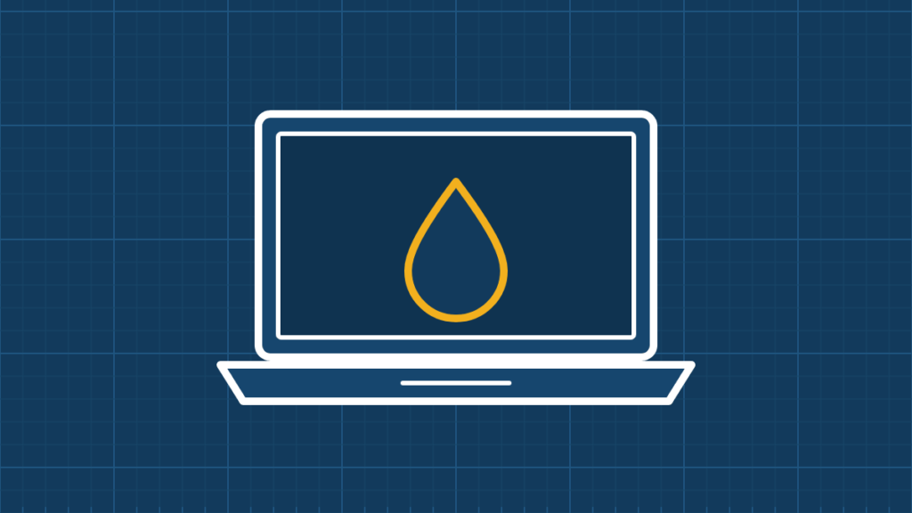 Illustration of a laptop with a liquid droplet