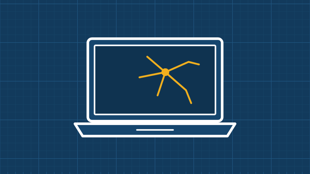 Illustration of a laptop with a cracked screen