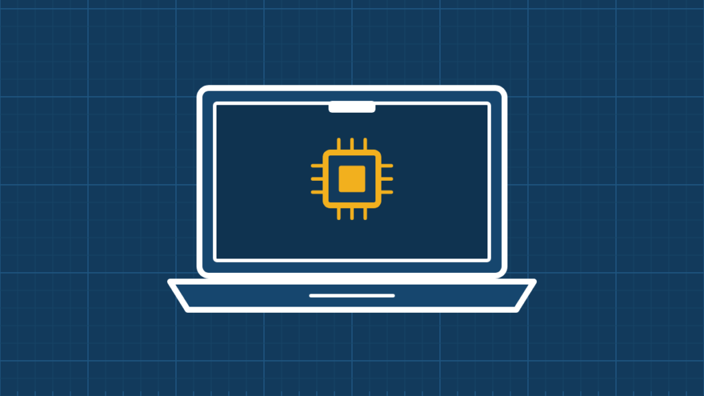 Illustration of a MacBook on a repair bench