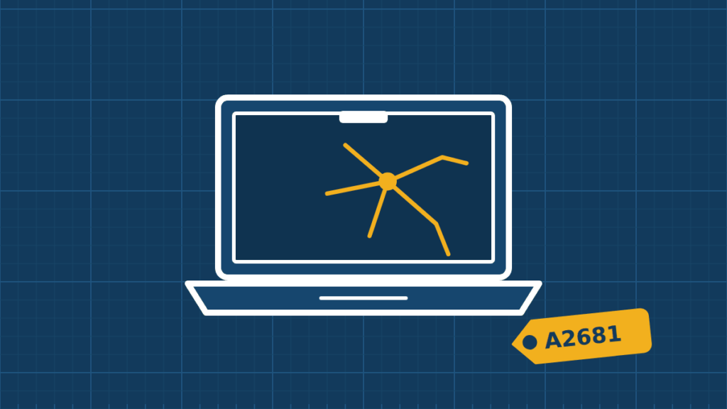 Illustration of a MacBook Air 13.6″ M2 being repaired