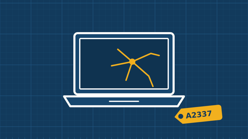 Illustration of a MacBook Air 13″ M1 being repaired
