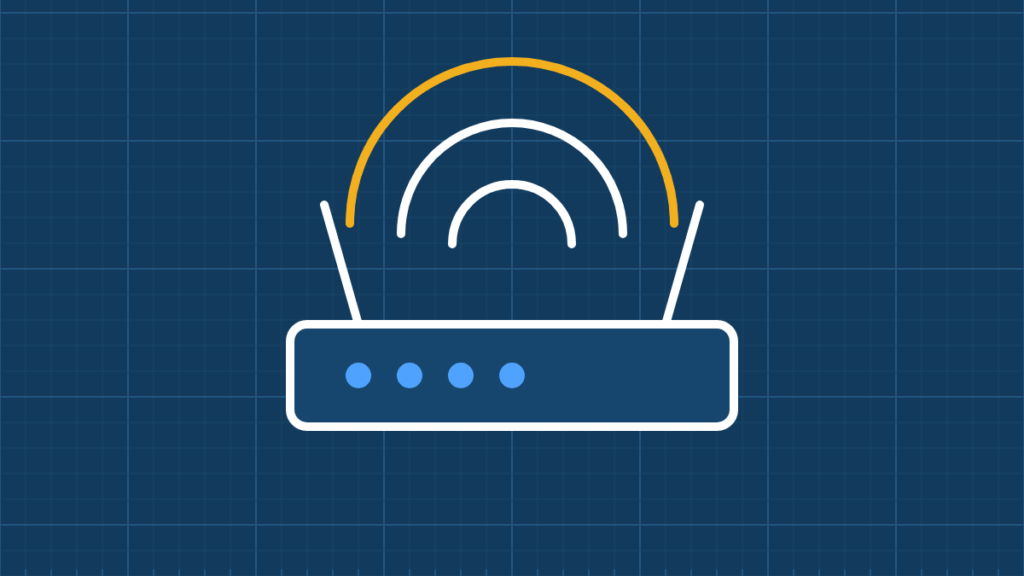 Illustration of a wireless router with signal waves