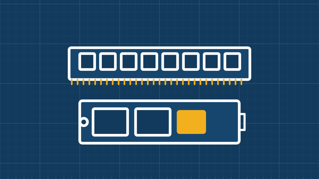 Illustration of a memory module and SSD
